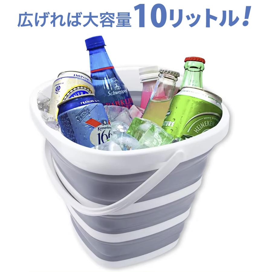 バケツ 折りたたみ 折り畳み おしゃれ 釣り シリコン 製 つけ 洗い 桶 ソフトバケツ 大容量 10L ソフト 掃除 洗車 釣り 防災 キャンプ ゴミ アウトドア【限定】 | ブランド登録なし | 01