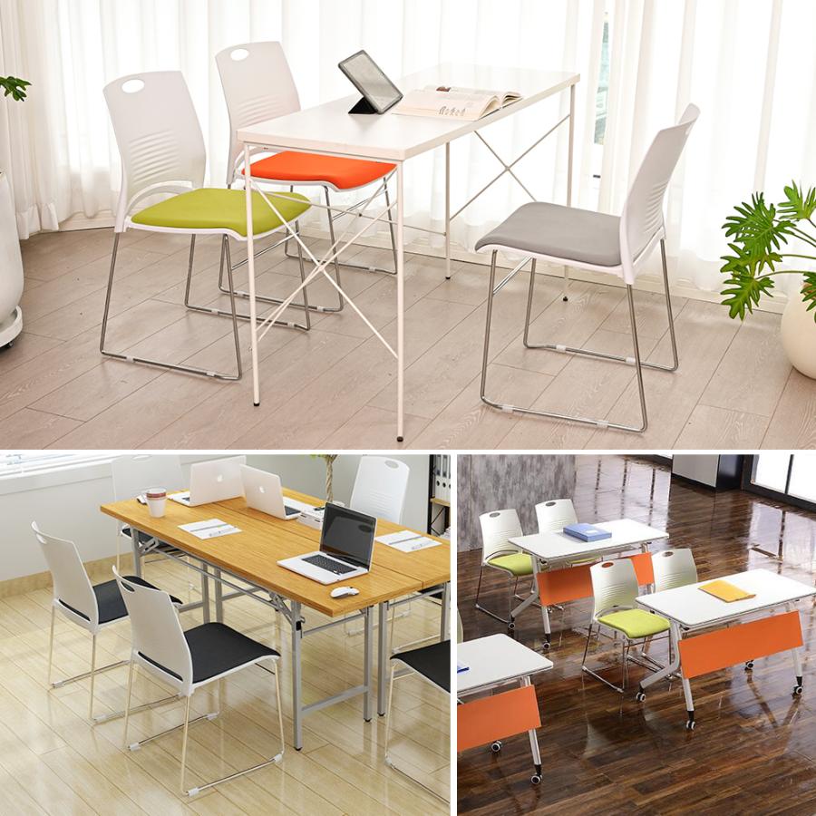 ミーティングチェア 会議椅子 スタッキング 2脚セット 軽量 クッション付き 背もたれ有り セミナー 塾 オフィス 省スペース 収納可能 ミーティング 受付 |  | 15