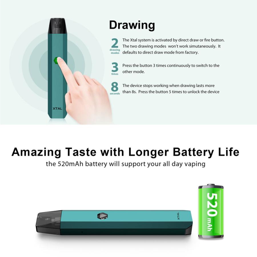 ZQ Xtal Pod + 専用 レザーポーチ + 交換用 POD 1.2Ω 4個 セット エクスタル ポッド 1.8ml 電子タバコ VAPE ベイプ スターターキット 本体 ケース POD型|sanesuline|09