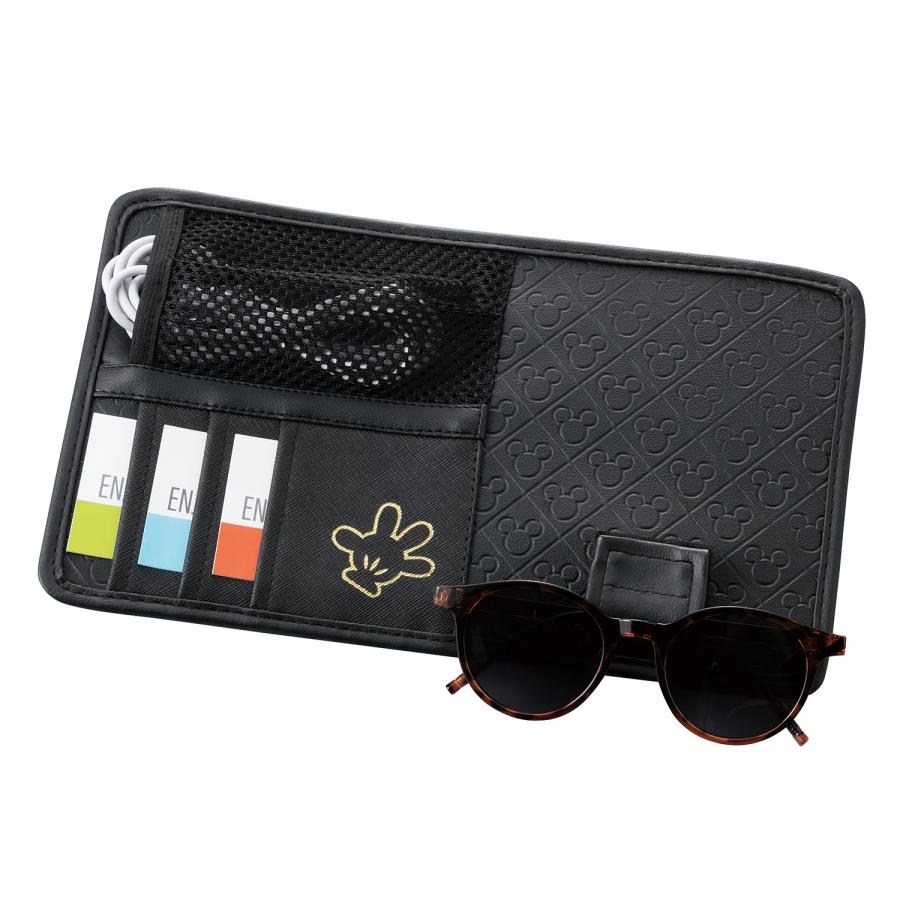 サンバイザー ポケット ケース マルチ ケース Disney クラッシー ミッキーマウス 1個 合成皮革 フェイクレザー調 ブラック 黒 7244-04BK の商品画像