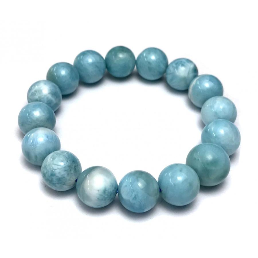 ラリマー ブレスレット 内径約16.5cm ラウンド12.2〜12.7mm 世界三大ヒーリングストーン 大粒 高品質 一点物 天然石 パワーストーン