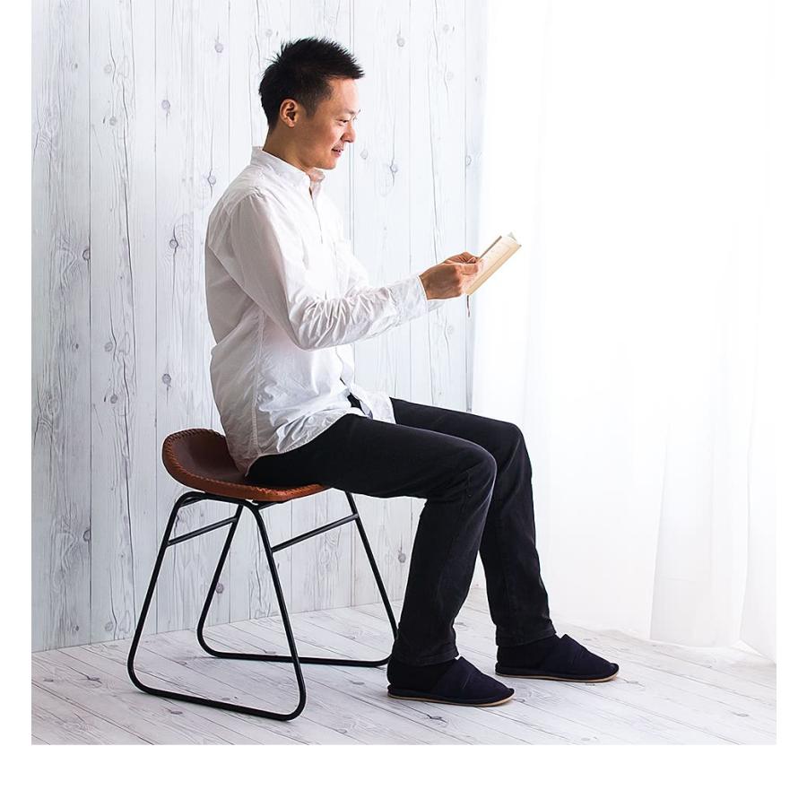 アイアンと本革のスツール キャメル レザースツール 本革スツール