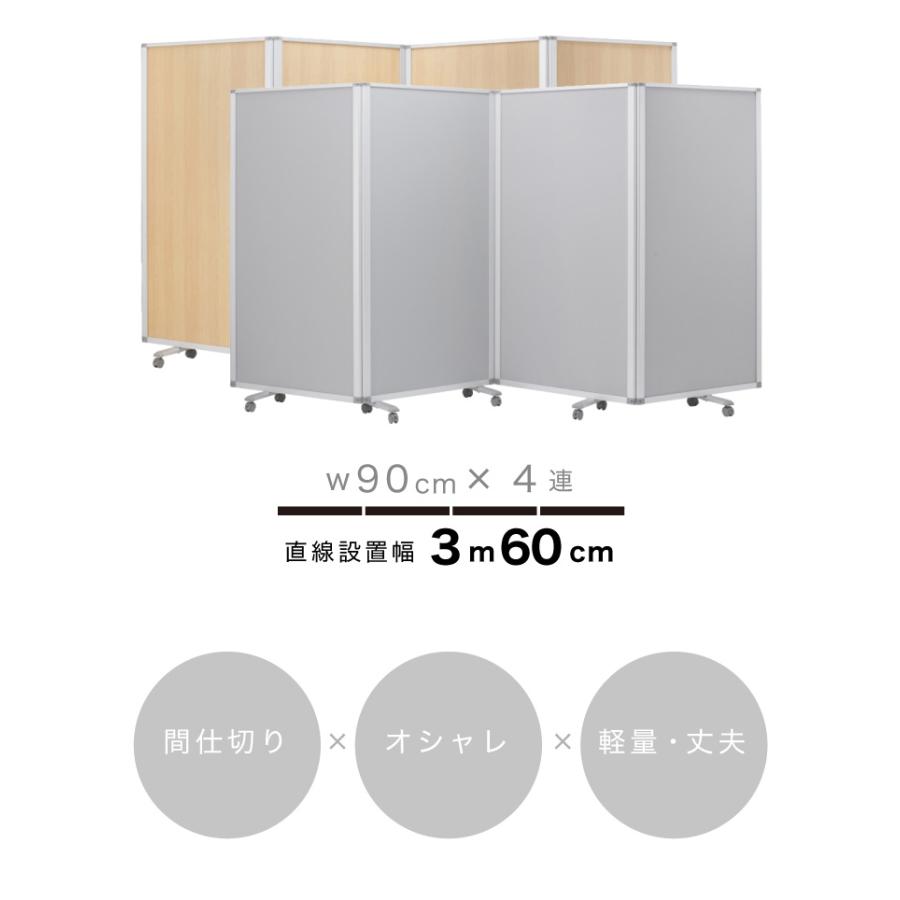業務用 キャスター付き 4連 パーテーション 仕切 幅360cm 高さ180cm 90