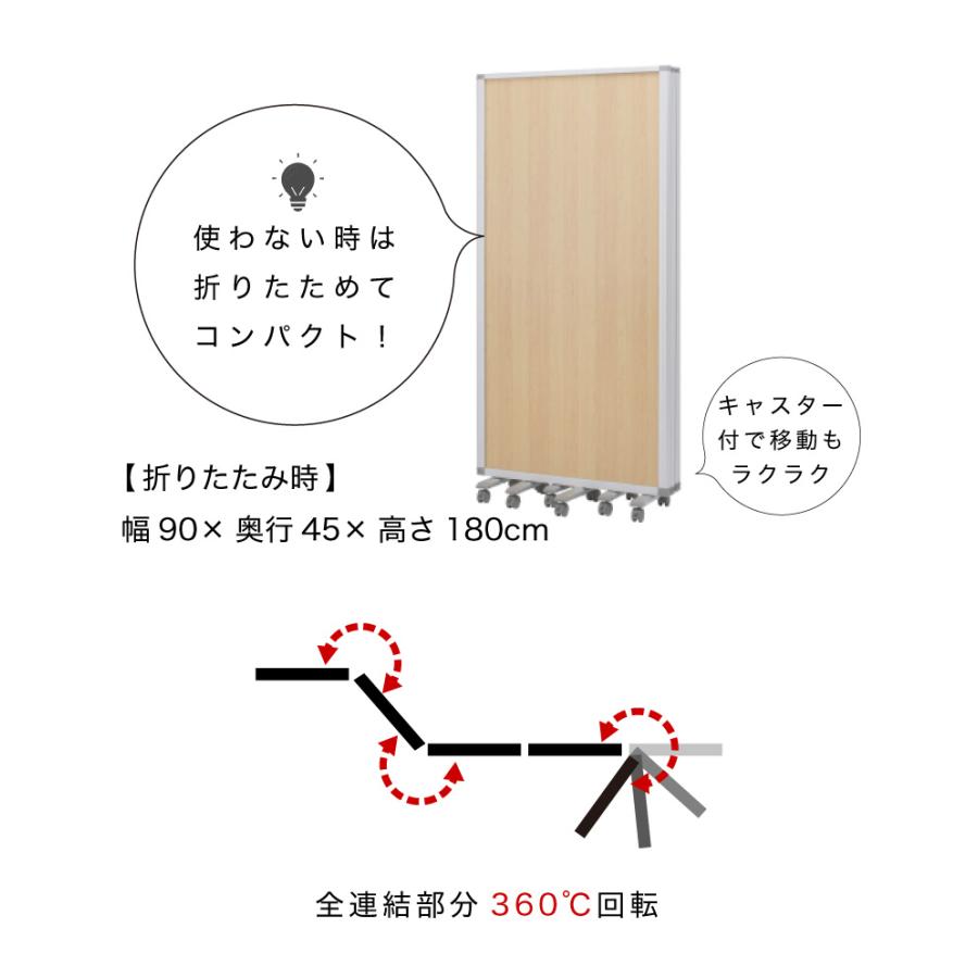 業務用 キャスター付き 5連 パーテーション 仕切 幅450cm 高さ180cm 90 