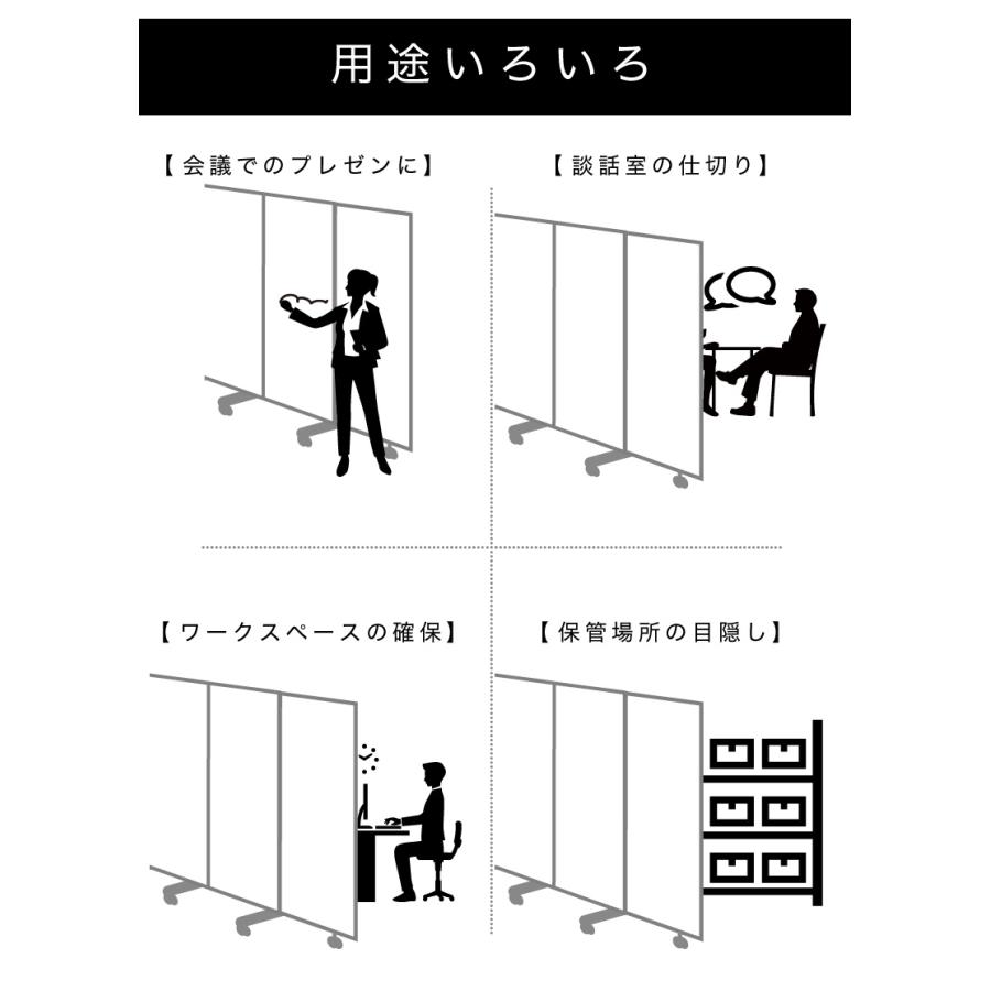 業務用 5連 パーテーション ホワイトボード 幅450cm 高さ180cm ホワイトボード 90×5連 業務用 キャスター付き 5連パーテーション 仕切 塾の画像