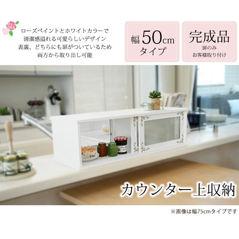 カウンター上収納 幅50cm MUD-7128 カウンター上 両面ガラス収納 対面