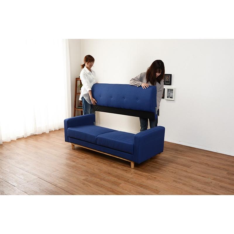 ソファ 2.5人掛けソファ ネイビー 紺 2人掛 2人用 ローソファ