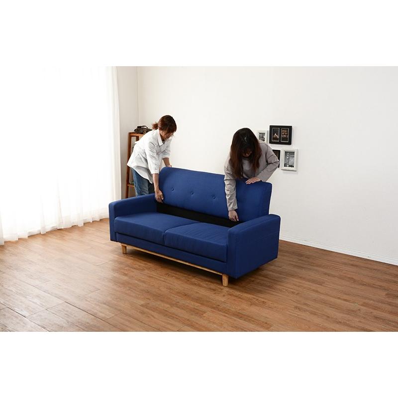ソファ 2.5人掛けソファ ネイビー 紺 2人掛 2人用 ローソファ ソファ