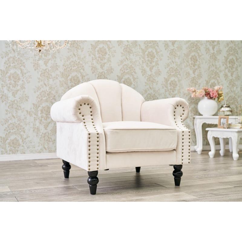 1人掛けソファ シェル型 ホワイト 椅子 チェア 家具 インテリア 姫系ソファー 1P ホワイト 姫系 家具 ソファ 1人掛け パーソナル