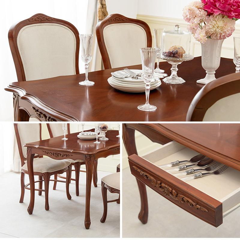 ダイニングテーブル 単品 幅135 高級感 彫刻 モダン クラシック 宮殿調