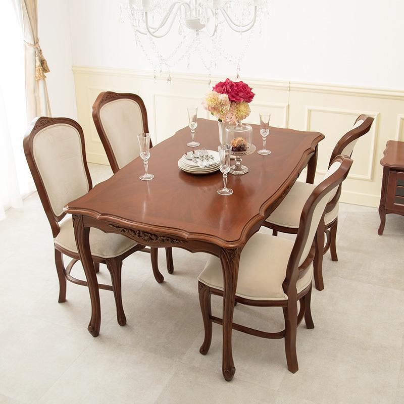 ダイニングチェア 高級感 アンティーク調 赤 ファブリック 猫脚