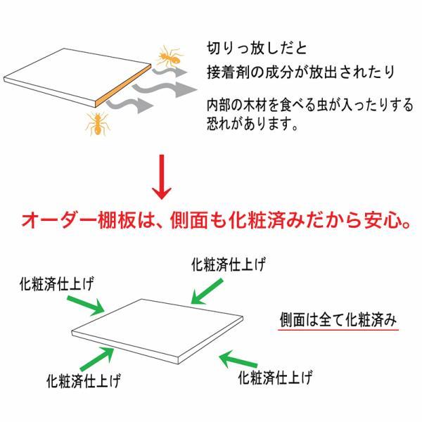 オーダー棚板 幅 + 奥行 = 700mmまで 70cmまで ホワイト 木目なし 追加 棚板 国内生産 国産 日本製 隙間 特注 ミリ単位 自由 カット｜sangostyle｜11