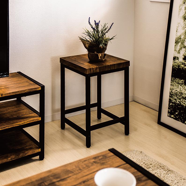 スツール おしゃれ ヴィンテージ ブラックフレーム アイアン