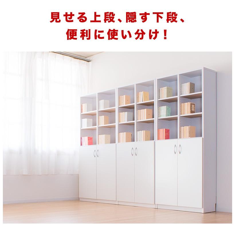 本棚 事務用書棚 大容量 扉付き本棚 7518 2ドア 幅75cm オープン 扉