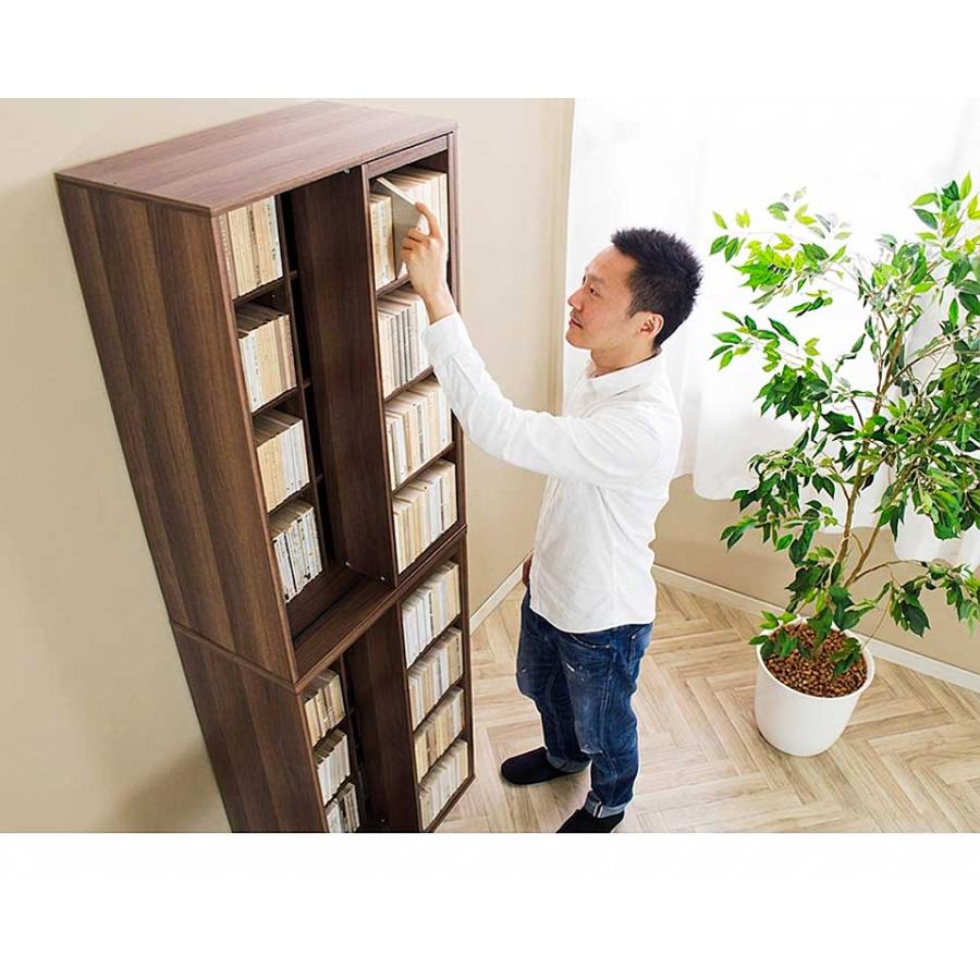 スライド本棚 全段B6 幅60cm 奥深 シングルスライド 本棚 単品 スリム
