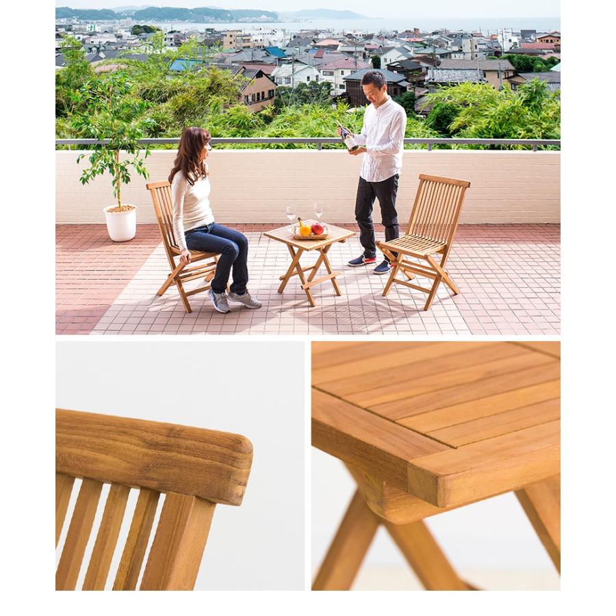 ガーデンテーブル 天然木 チーク 完成品 折りたたみ szk テーブル 庭