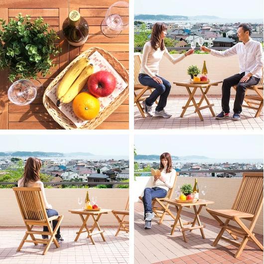 ガーデンテーブルセット テーブル1台 チェア2脚 チーク 木 テラス szk