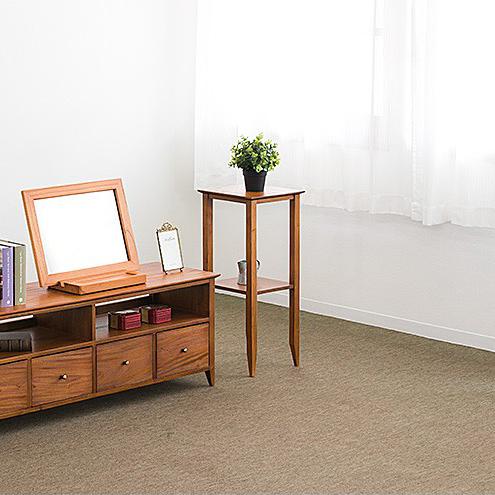 ブラウン木製電話台 　花台　キャスター付き ブラウン木製電話台 花台 キャスター付き