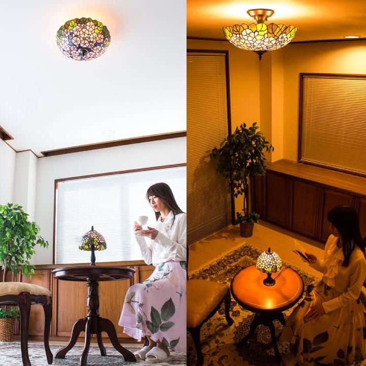 シーリングライト ステンドグラス フルーリー LED電球付き 花 天井