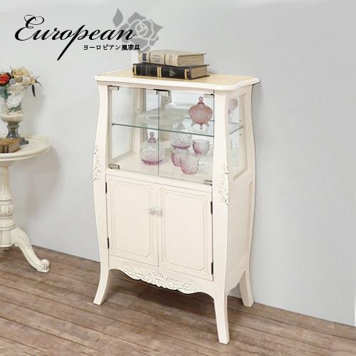 キャビネット ガラス 幅60 ヨーロピアン 白 アンティーク調 クラシック
