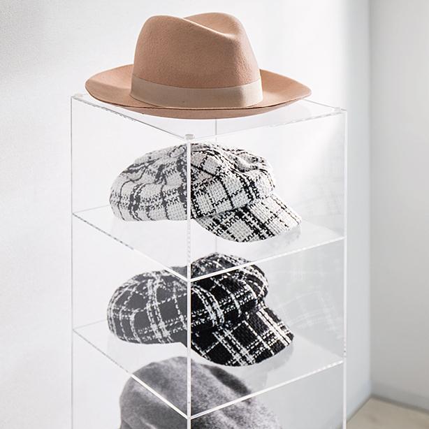 帽子収納ラック 奥深タイプ 2個組 アクリルラック クリアラック