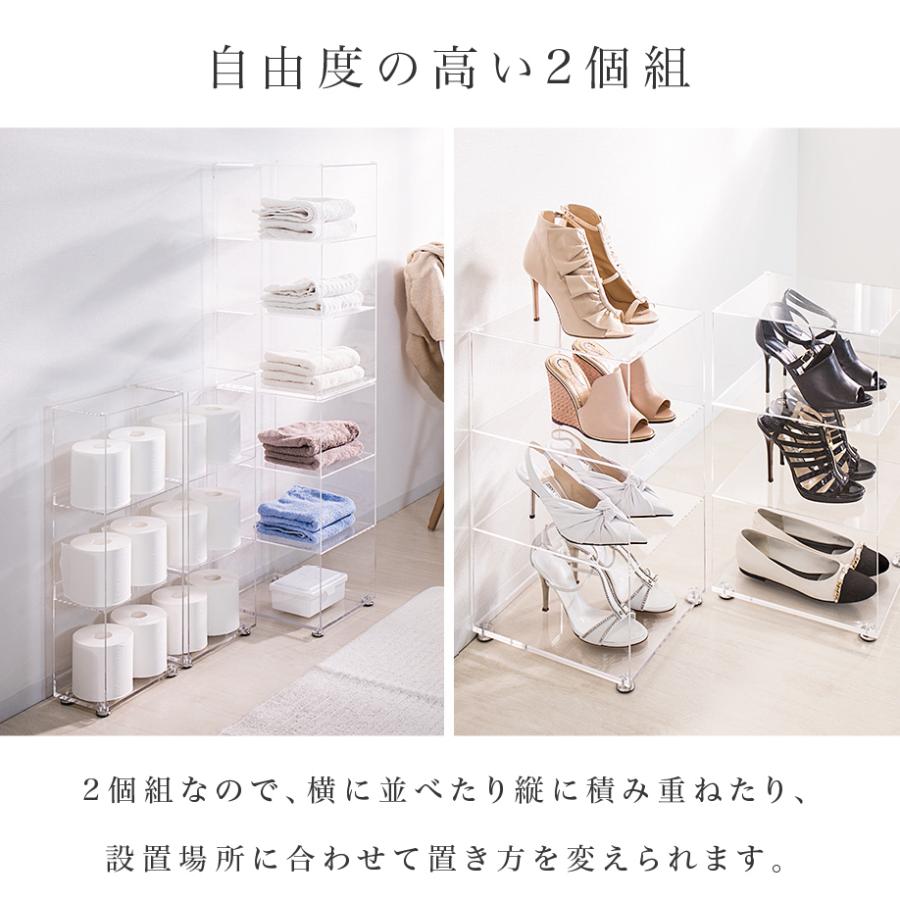 帽子収納ラック 奥深タイプ 2個組 アクリルラック クリアラック