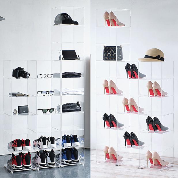 帽子収納ラック 奥深タイプ 2個組 アクリルラック クリアラック