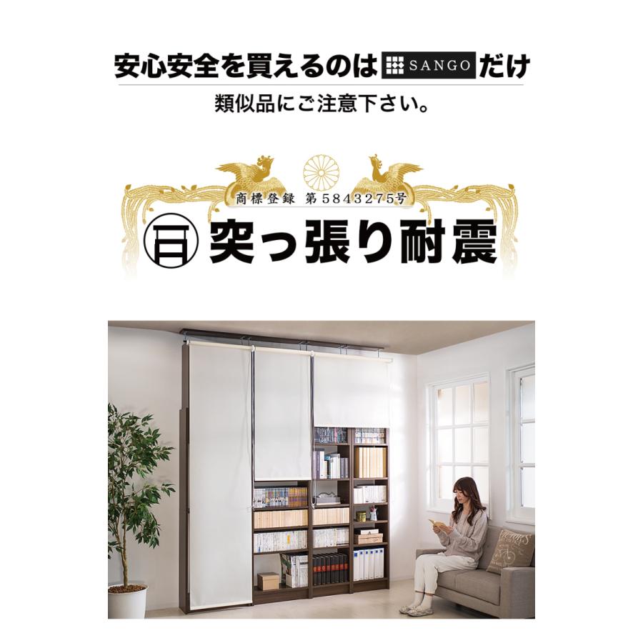 幅45×2台セット 耐震本棚 ロールスクリーン付き 幅90 奥行19 突っ張り