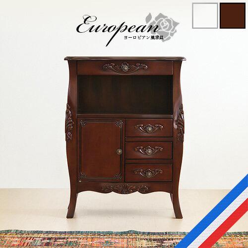 開梱設置 猫脚リビングボード 幅60cm ブラウン 完成品 猫足