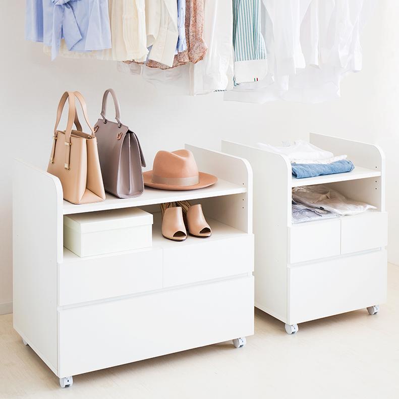 クローゼット下チェスト 75巾 幅75cm キャスター付き 日本製 国産 衣類