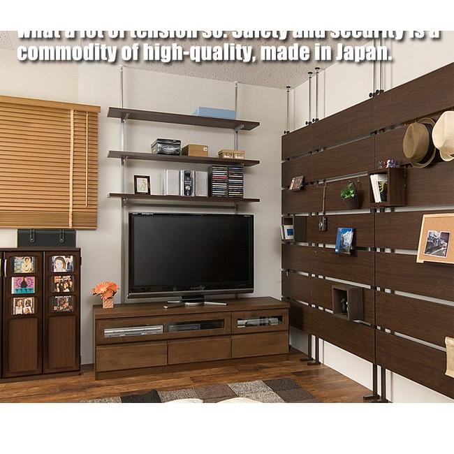 突っ張りオープンラック 120cm幅 3段タイプ 壁面収納 上棚