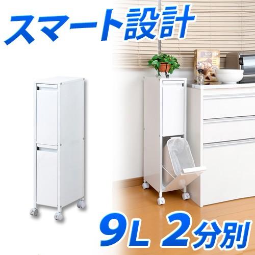 ゴミ箱 9リットル 2分別 スチール 約幅20cm スリム 日本製