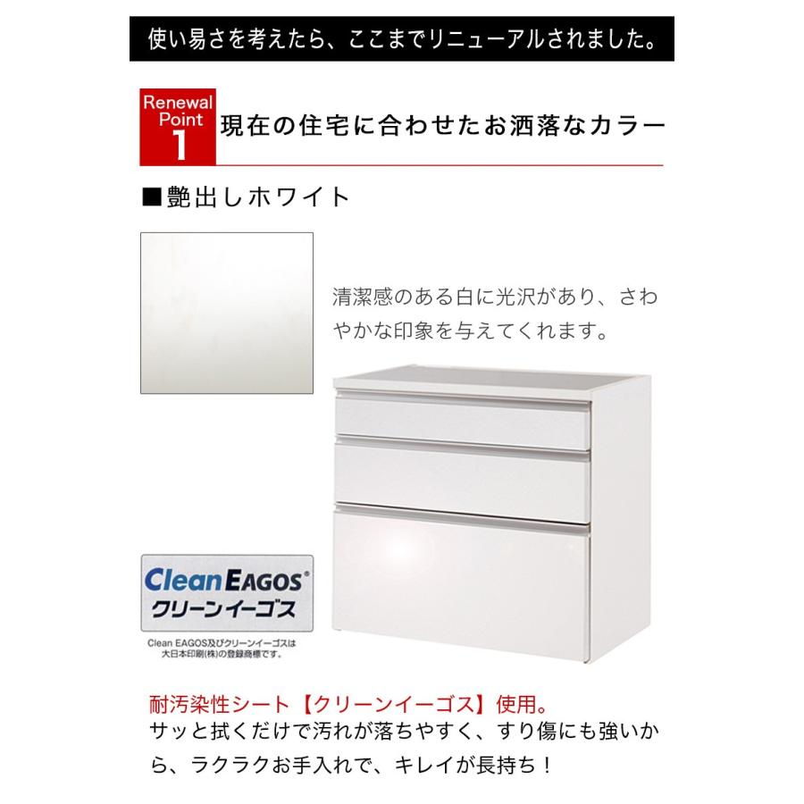 キッチンカウンター ステンレス天板 幅110 鏡面ホワイト 日本製 完成品