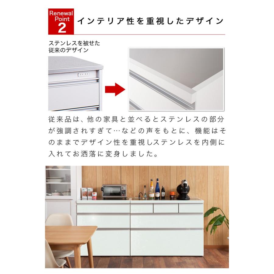 キッチンカウンター ステンレス天板 幅110 上段引出3杯タイプ 鏡面