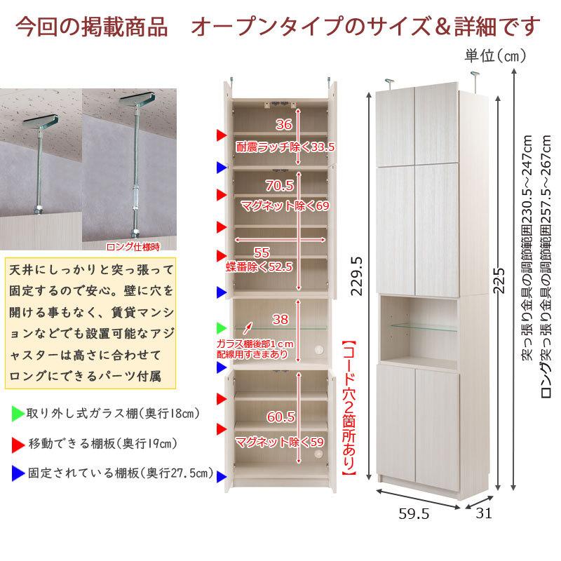 リビング収納 60 扉付き 棚 日本製 壁面収納 扉付 壁面システム収納