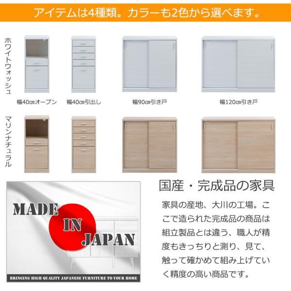 カウンター下収納 幅90 奥行32 高さ88 全段レール付 FINE 引戸タイプ 薄型 日本製 完成品 FINE ファインシリーズの画像