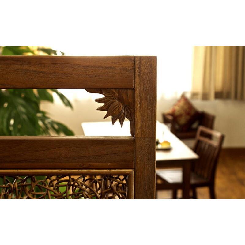 パーテーション 衝立 チーク 無垢材 ラタン 3連 パーティション チーク