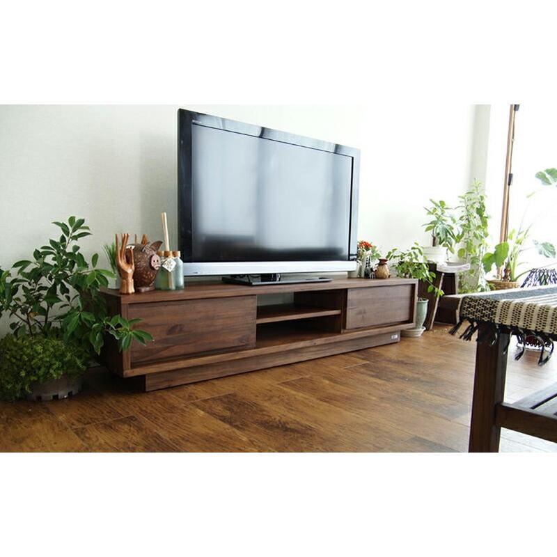 チーク無垢材 TVボード 50v用 ブラウン 幅160cm テレビ台 大型 大容量