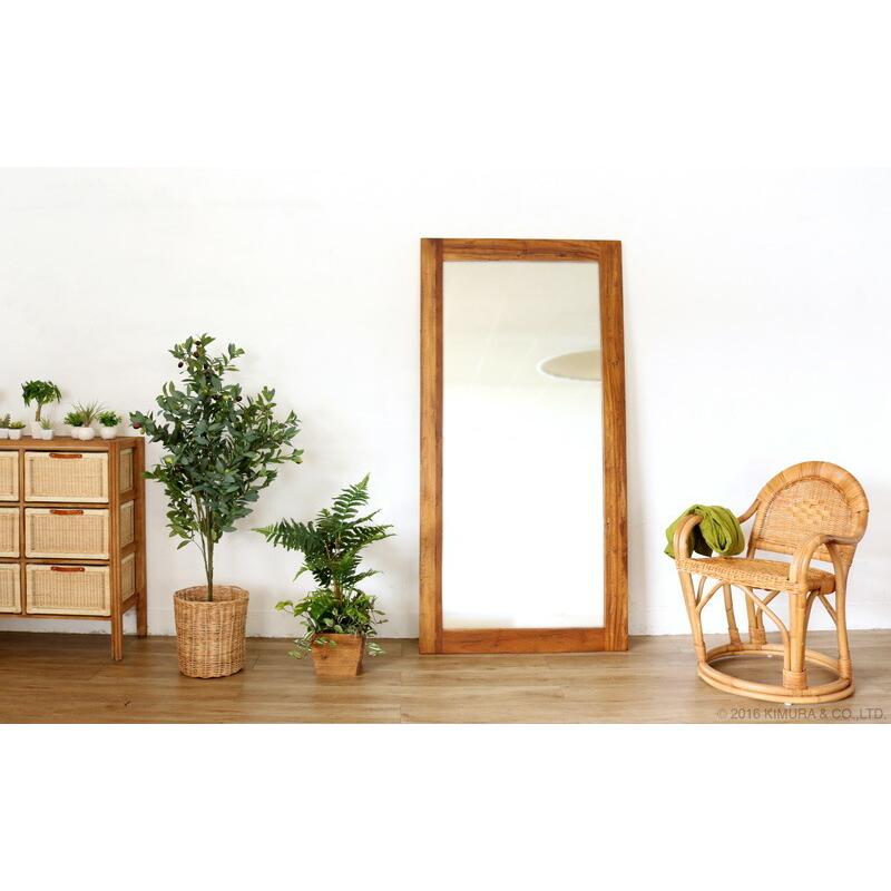 スタンドミラー 姿見 鏡 ミラー チーク ウォールミラー 幅90 高さ180