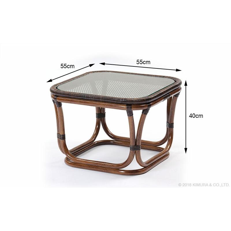 サイドテーブル テーブル ラタン 組立不要 完成品 籐 ガラス天板 家具