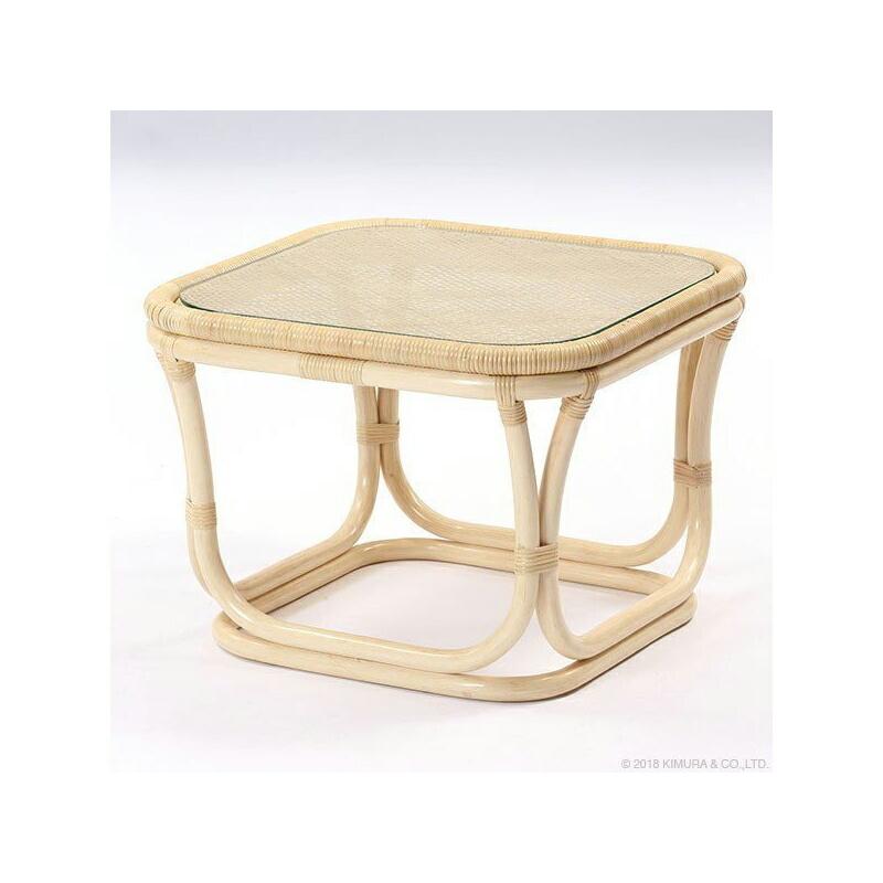 サイドテーブル テーブル ラタン 組立不要 完成品 籐 ガラス天板 家具