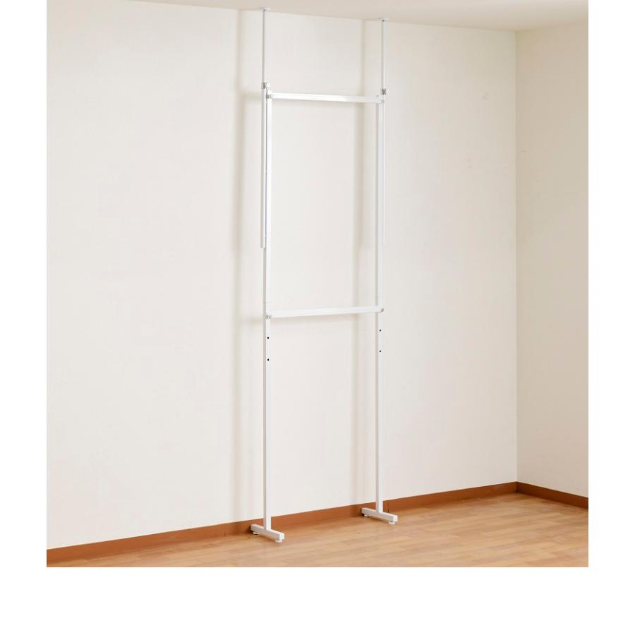 ♡ 突っ張り伸縮ハンガーラック ナチュラル×ホワイト [8270] ♡ 突っ張り伸縮ハンガーラック ナチュラル×ホワイト [8270]