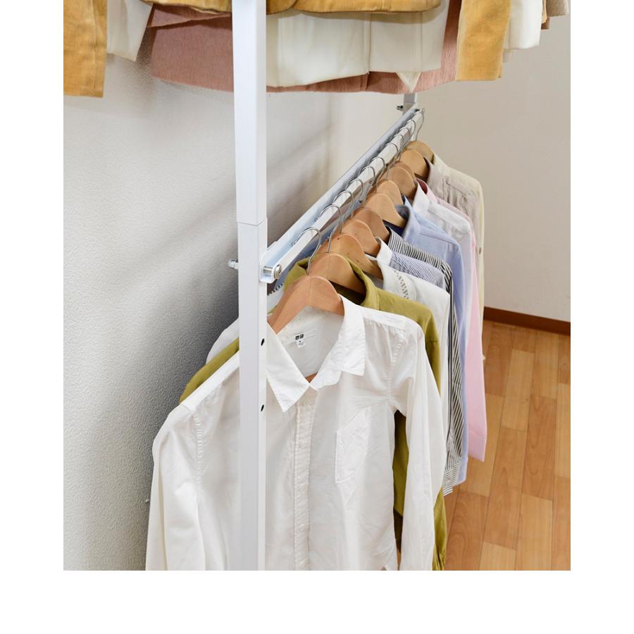 ハンガーラック 幅97.5cm 突っ張り 大容量 ホワイト 収納 シンプル