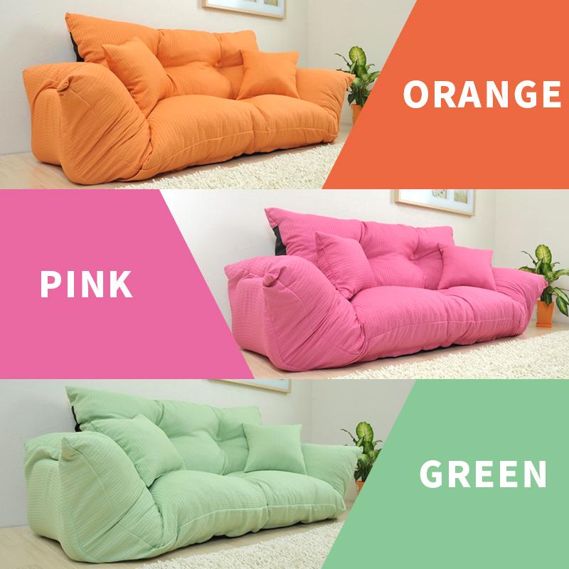 新品未使用　ピンクソファー　２人掛け　クッション付き　リクライニング 脚付 2人掛け]ソファベッド｜3WAY 14段階リクライニング 日本製 通販