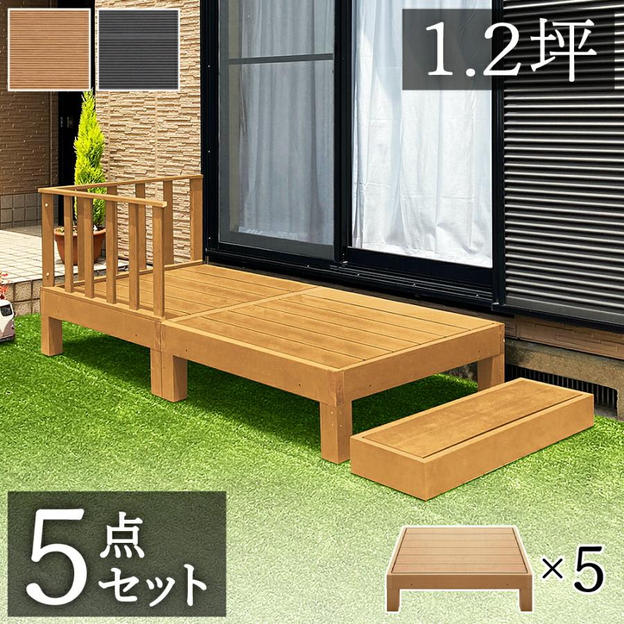 縁台 5点セット 1.25坪 人工木材 ロータイプ 樹脂 屋外 頑丈 デッキ 