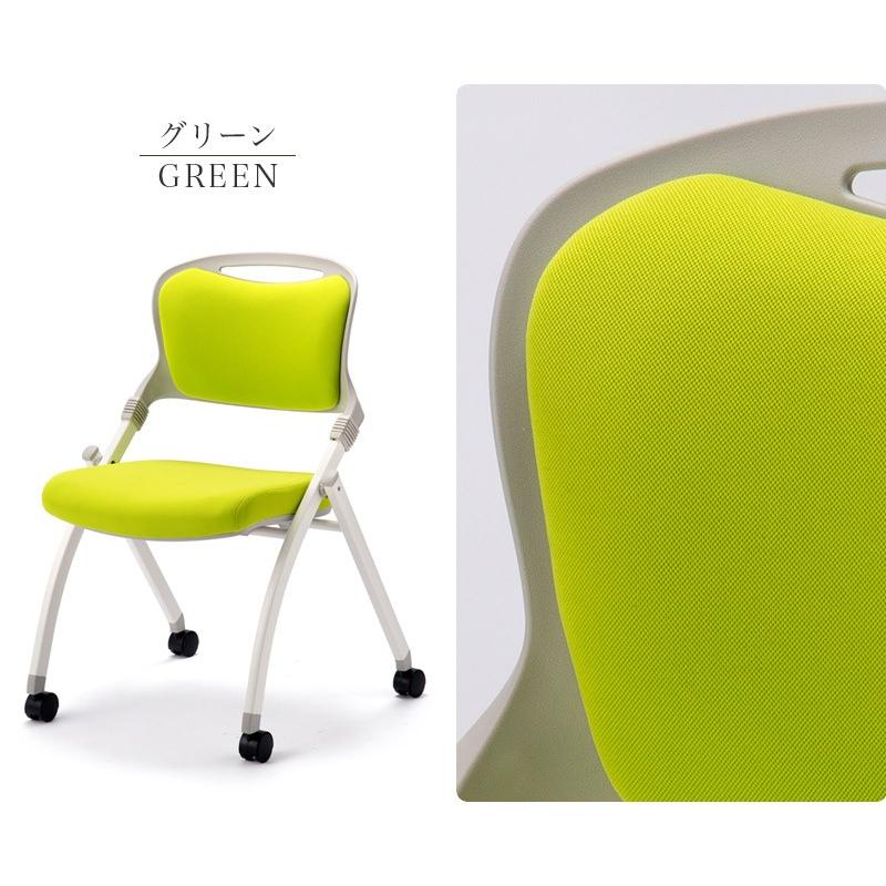 会議チェア 2脚セット ミーティングチェア 折り畳み スタック 黒 青