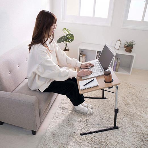 サイドテーブル 幅60 机 ドリンクホルダー付き 完成品 折り畳み 高さ