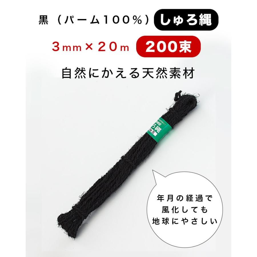 しゅろ縄 黒 3mm 20m 入数200 200個入 200巻 棕櫚 シュロ クロ