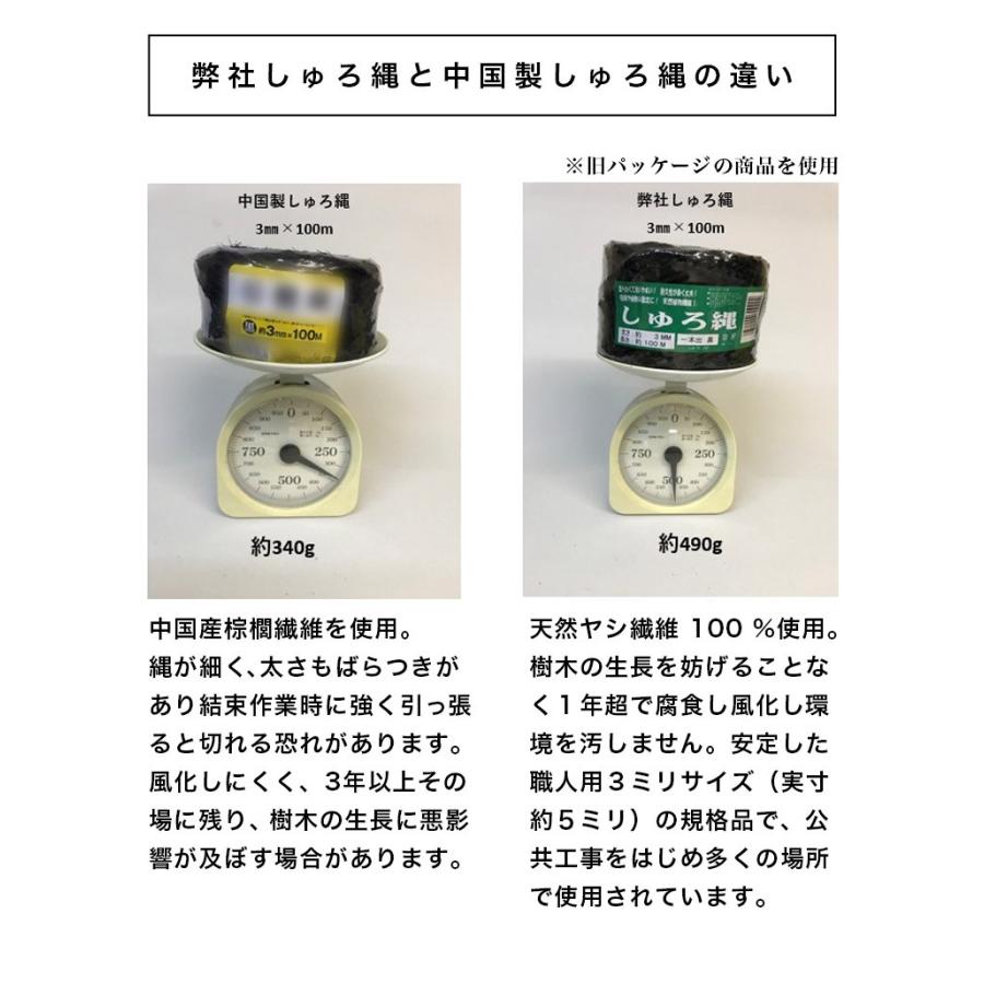 しゅろ縄 平巻 3mm 100m 黒 30個入 入り数30 棕櫚 シュロ クロ