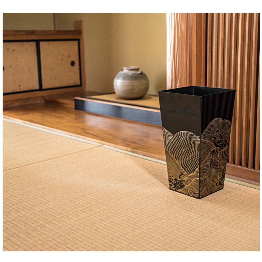 ゴミ箱 蒔絵調 漆器調 おしゃれ 高さ36cm 正方形 和室